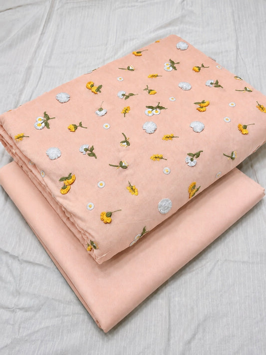 3D EMBROIDERED LAWN 2pcs (peach)