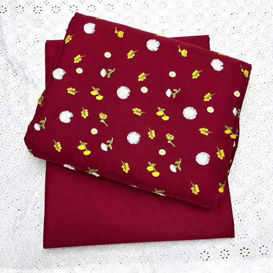 3D EMBROIDERED LAWN 2pcs (redish mehroon)