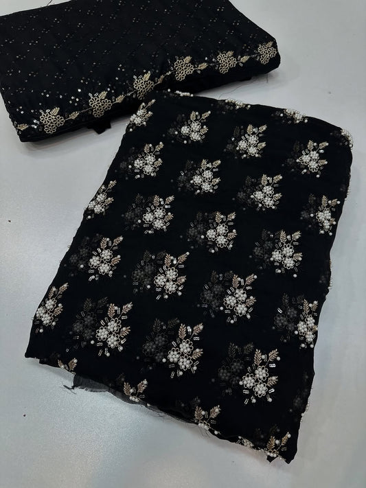 SOFT CHIFFON FINE PEARLS 3PEC (BLACK)