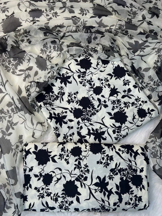 PRINTED SWISS LAWN 3PCS aneelas (black & white)