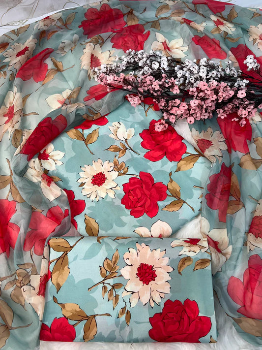 PRINTED SWISS LAWN 3PCS (red floral)