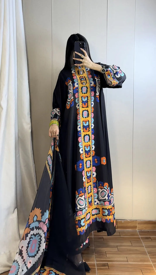 BLACK VIRAL KAFTAN UNSTICH 3pcs  CO-ORD-SETS