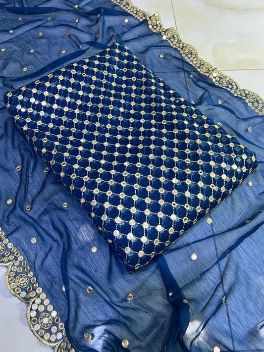 HIBA BUKHARI 3PCS CHIFFON DRESS (zink)
