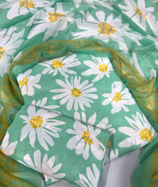 PRINTED SWISS LAWN 3PCS(sunflower mint)