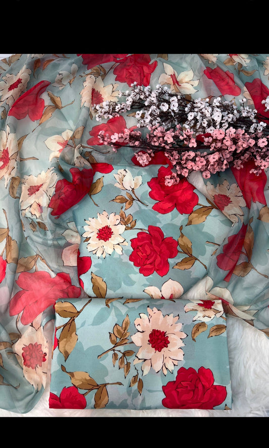PRINTED SWISS LAWN 3PCS (Red-floral)