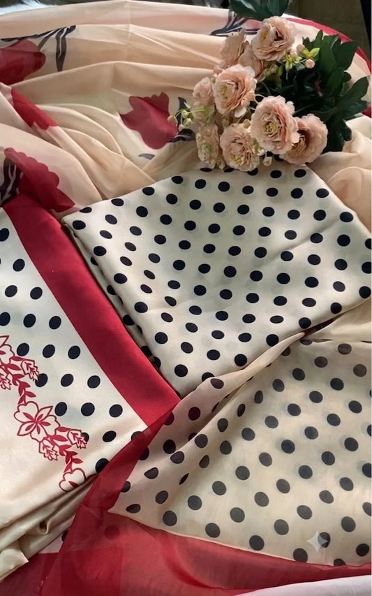DIGITAL PRINT SHALMOZE 3pcs SILK (polka-dots)