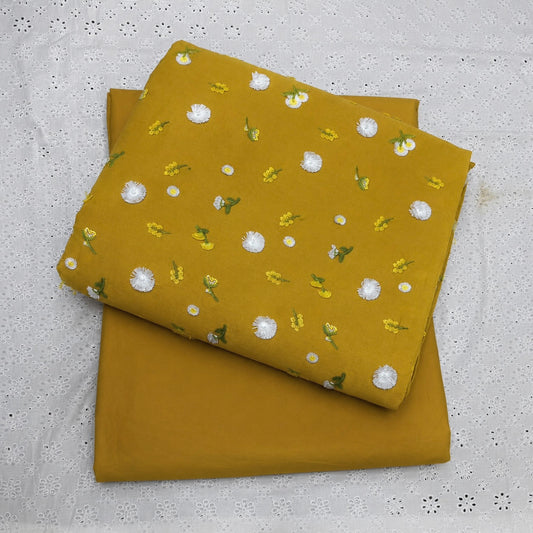 3D EMBROIDERED LAWN 2pcs (mustard)