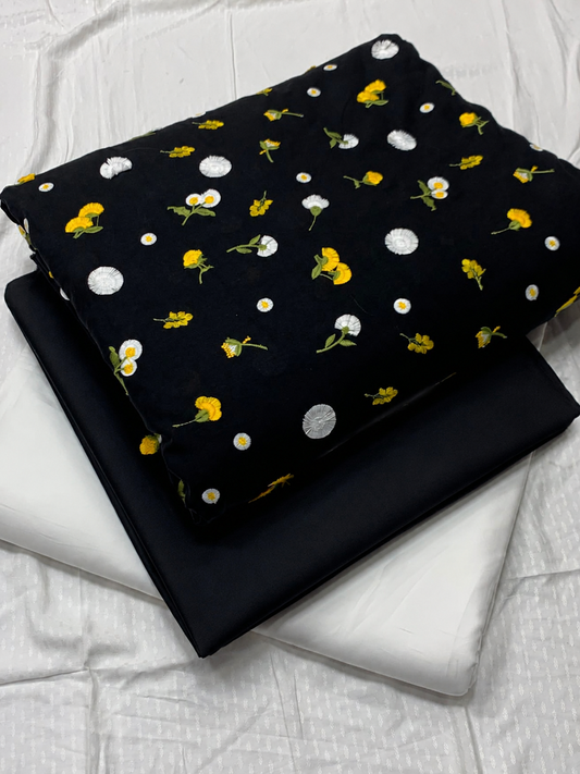 3D EMBROIDERED LAWN 2pcs (black)