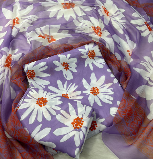 PRINTED SWISS LAWN 3PCS(sunflower kasni)