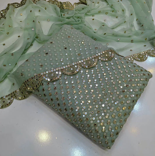 HIBA BUKHARI 3PCS CHIFFON DRESS (pista)