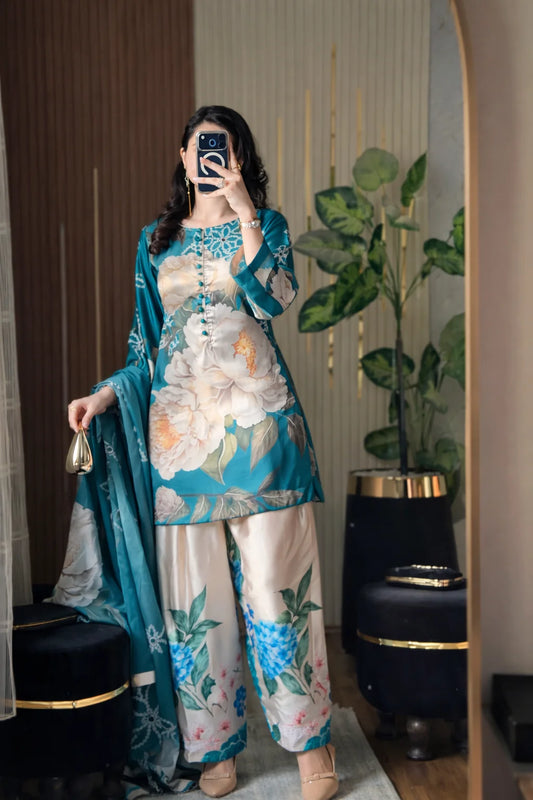 DIGITAL PRINT SHALMOZE SILK 3pcs (cordset)