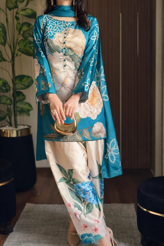 DIGITAL PRINT SHALMOZE SILK 3pcs (cordset)