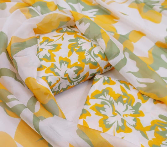 PRINTED SWISS LAWN 3PCS (yellow-white)